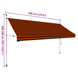 Manual retractable awning 350 cm Orange and brown