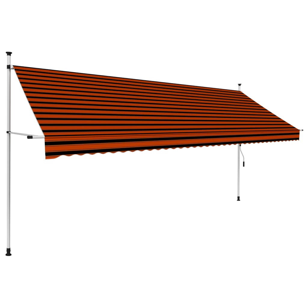 400cm Orange and Brown Retractable Manual Awning