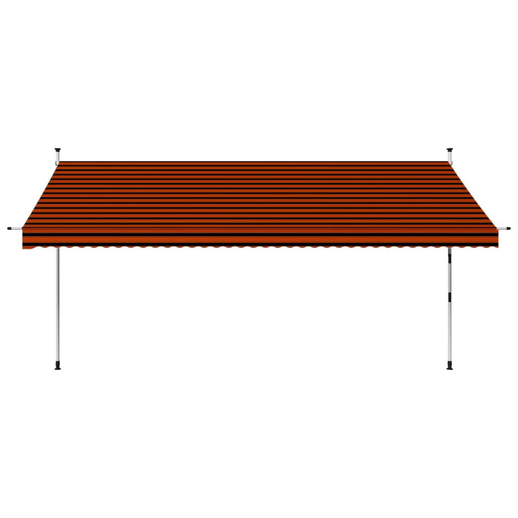 400cm Orange and Brown Retractable Manual Awning