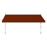 400cm Orange and Brown Retractable Manual Awning