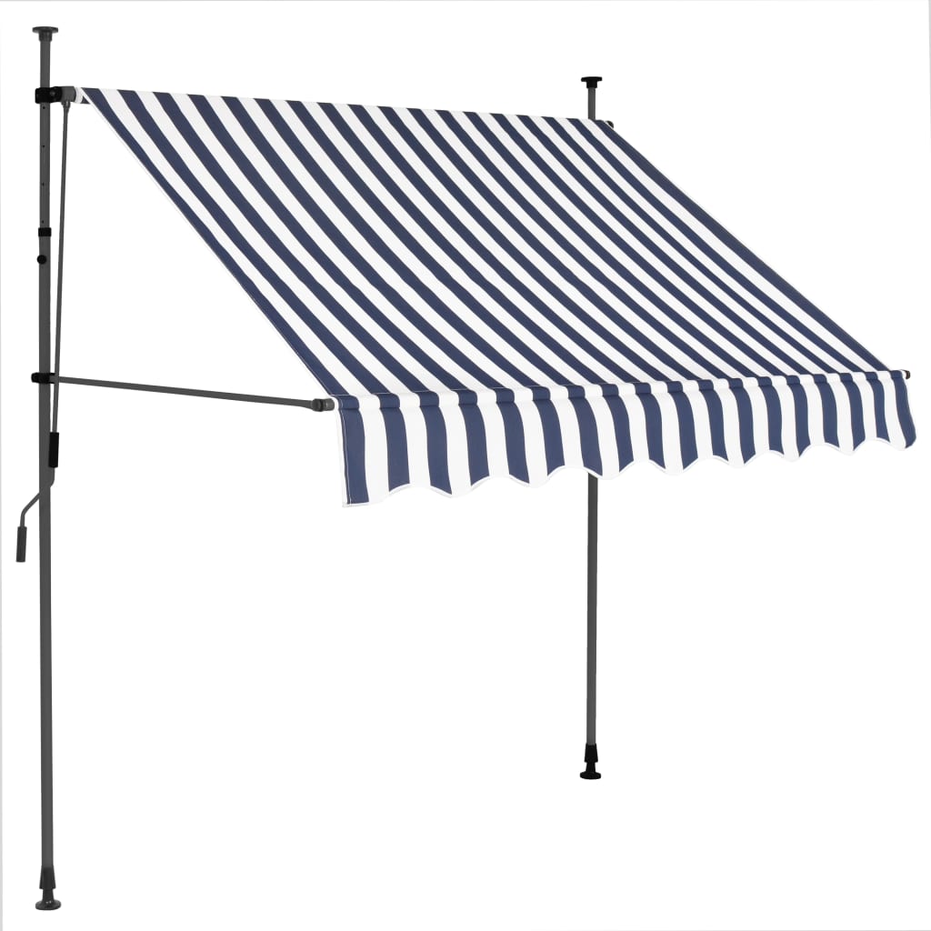 Manual retractable awning with LED 100 cm Blue and white