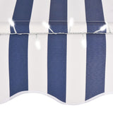 Manual retractable awning with LED 100 cm Blue and white