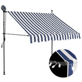 Manual retractable awning with LED 150 cm Blue and white