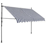 Manual retractable awning with LED 250 cm Blue and white