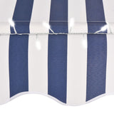 Manual retractable awning with LED 250 cm Blue and white