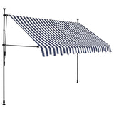 Manual retractable awning with LED 300 cm Blue and white