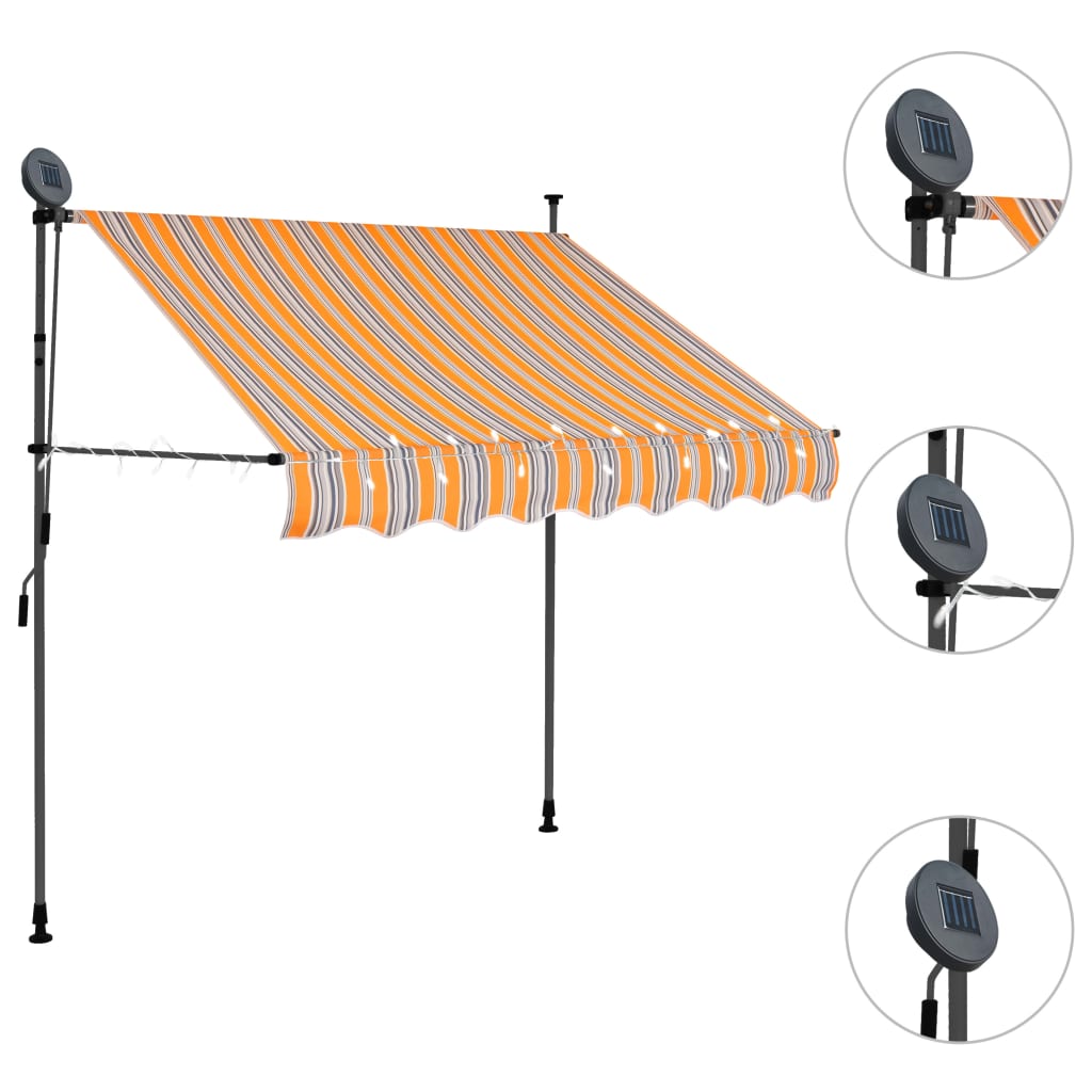 Manual retractable awning with LED 100 cm Yellow and blue