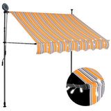 Manual retractable awning with LED 150 cm Yellow and blue