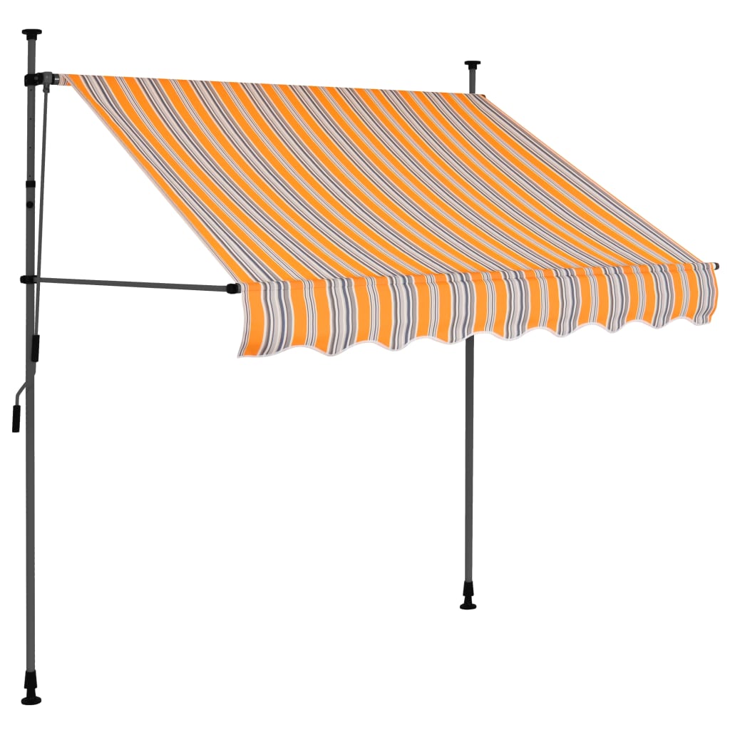 Manual retractable awning with LED 200 cm Yellow and blue