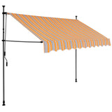 Manual retractable awning with LED 250 cm Yellow and blue