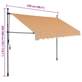 Manual retractable awning with LED 250 cm Yellow and blue