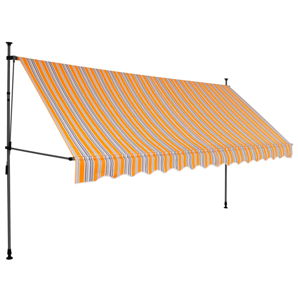 Manual retractable awning with LED 350 cm Yellow and blue