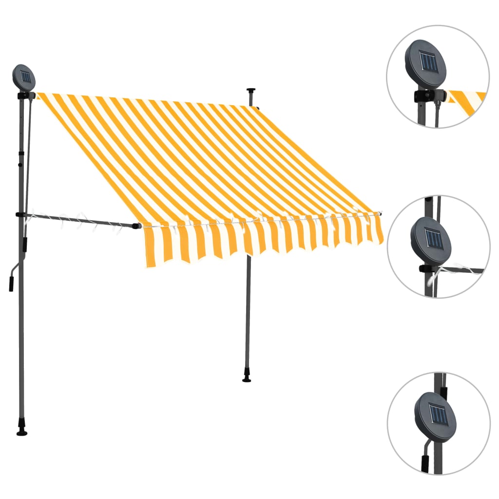 Manual retractable awning with LED 100 cm White and orange