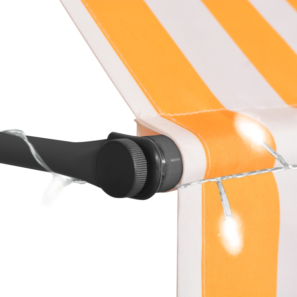 Manual retractable awning with LED 100 cm White and orange