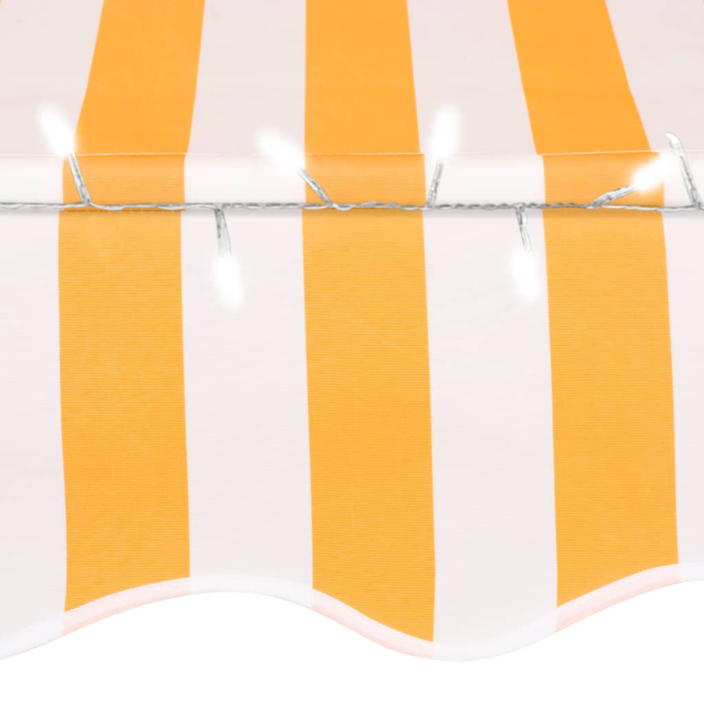 Manual retractable awning with LED 100 cm White and orange