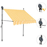 Manual retractable awning with LED 150 cm White and orange