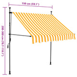 Manual retractable awning with LED 150 cm White and orange