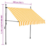 Einziehbare manuelle Markise mit LED 200 cm Weiß und Orange