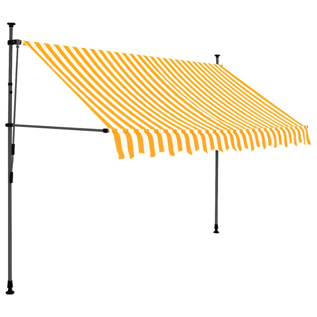 Manual retractable awning with LED 250 cm White and orange