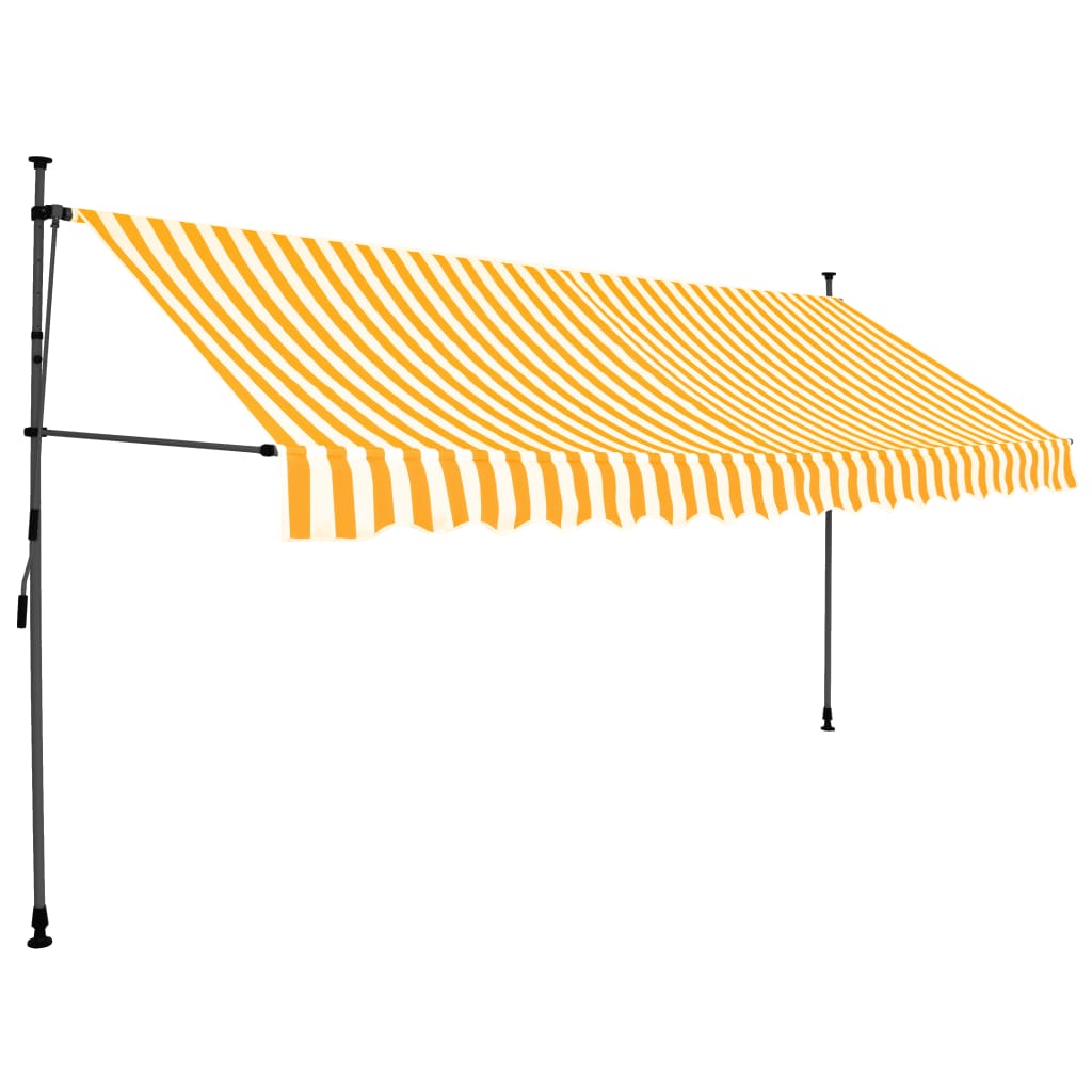 Manual retractable awning with LED 350 cm White and orange