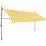 Manual retractable awning with LED 350 cm White and orange