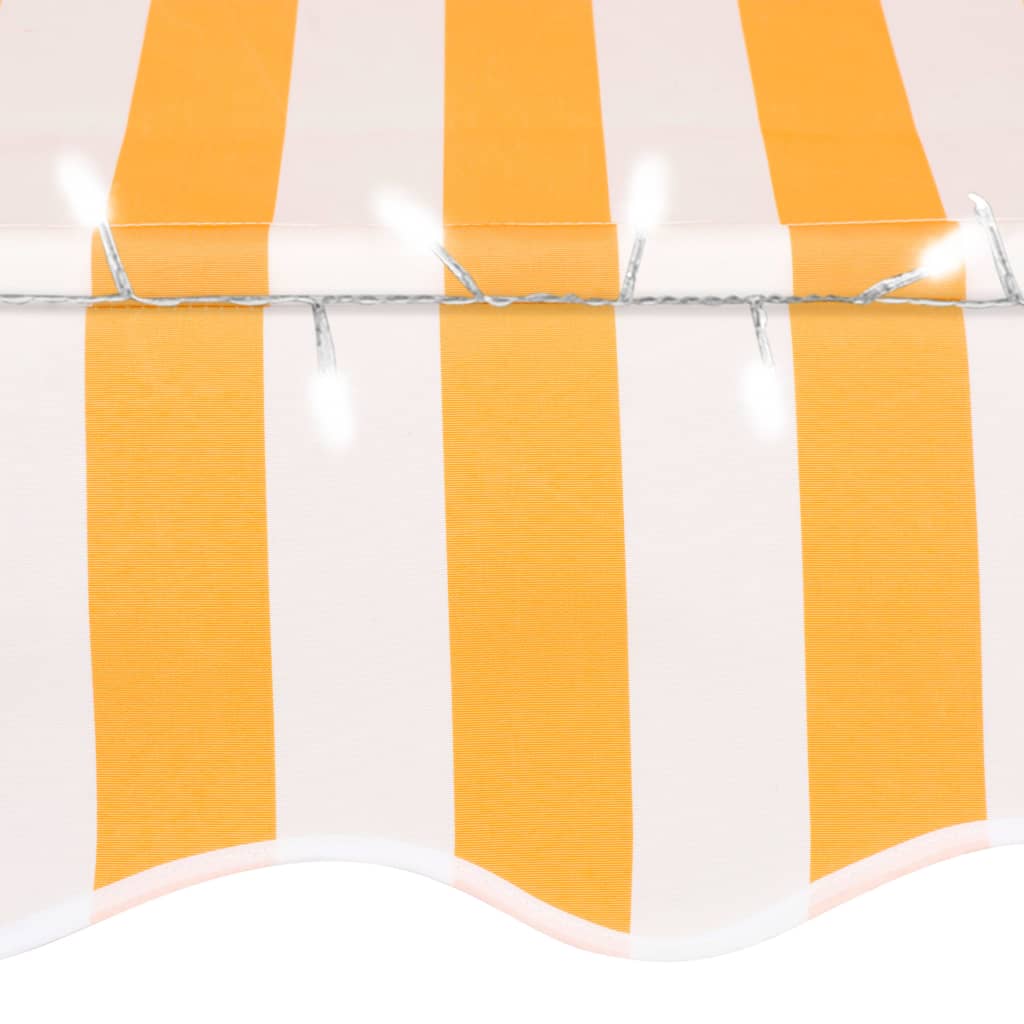 Manual retractable awning with LED 350 cm White and orange