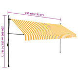 Manual retractable awning with LED 350 cm White and orange