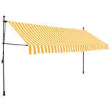 Manual retractable awning with LED 400 cm White and orange