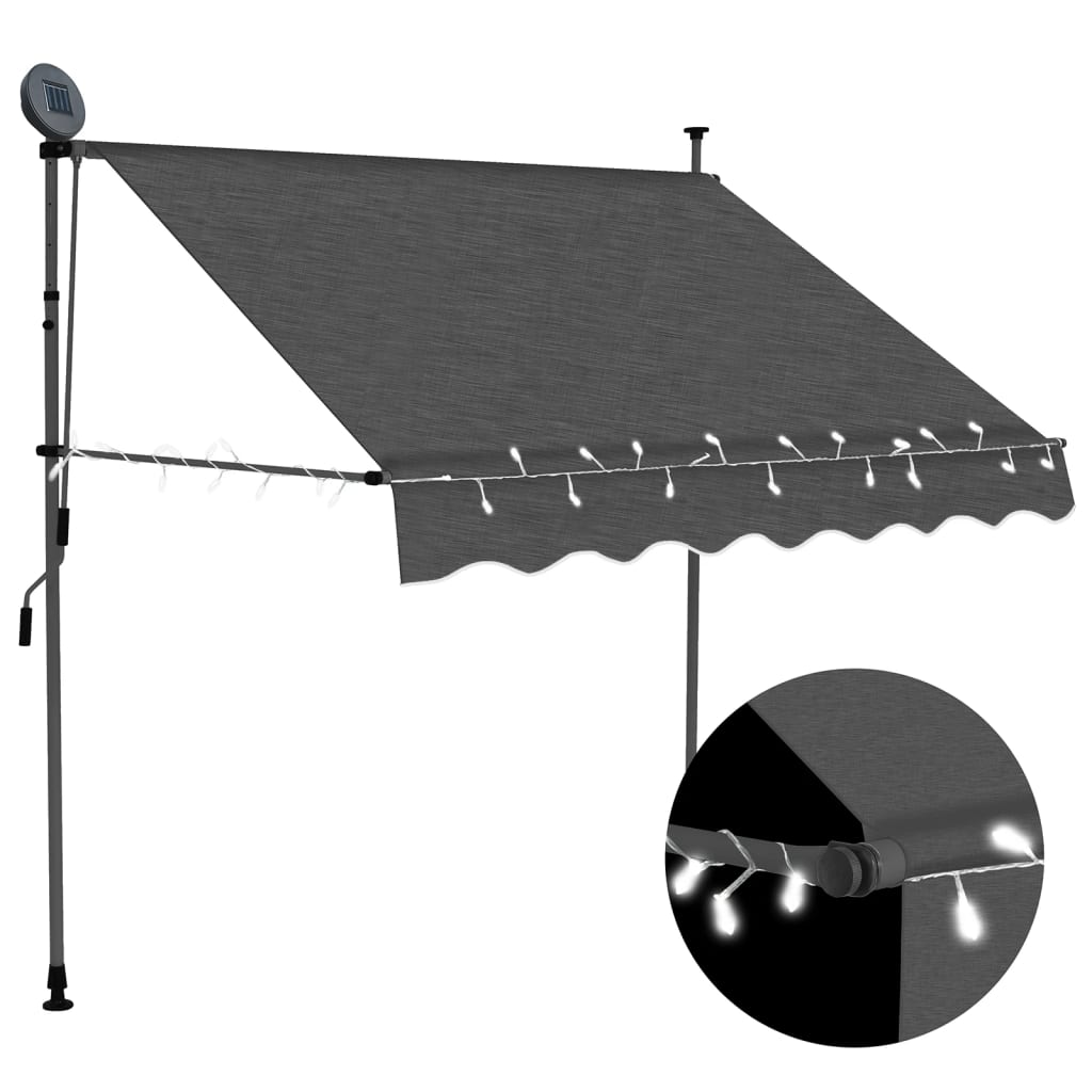 Manual retractable awning with LED 150 cm Anthracite