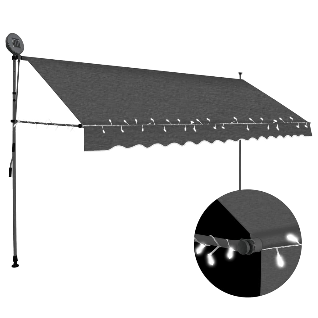 Manual retractable awning with LED 400 cm Anthracite