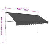 Manual retractable awning with LED 400 cm Anthracite