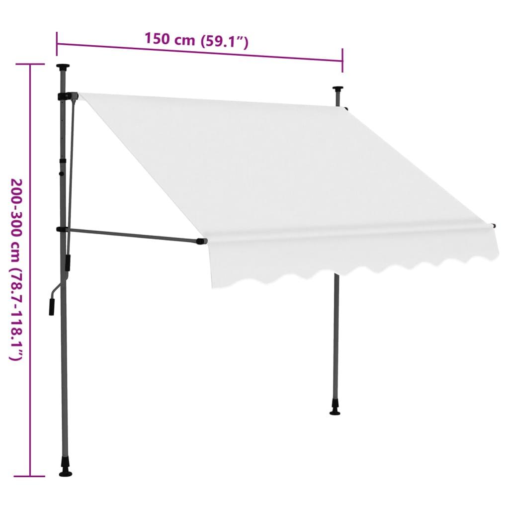 Manuell einziehbare Markise mit LED 150 cm Creme