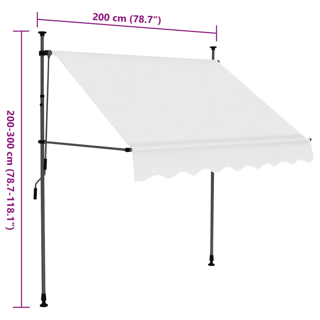 Manuell einziehbare Markise mit LED 200 cm Creme