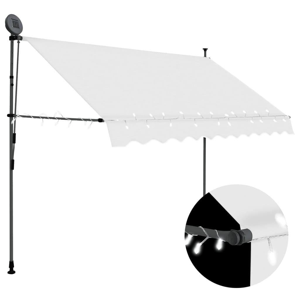 Manual retractable awning with LED 300 cm Cream