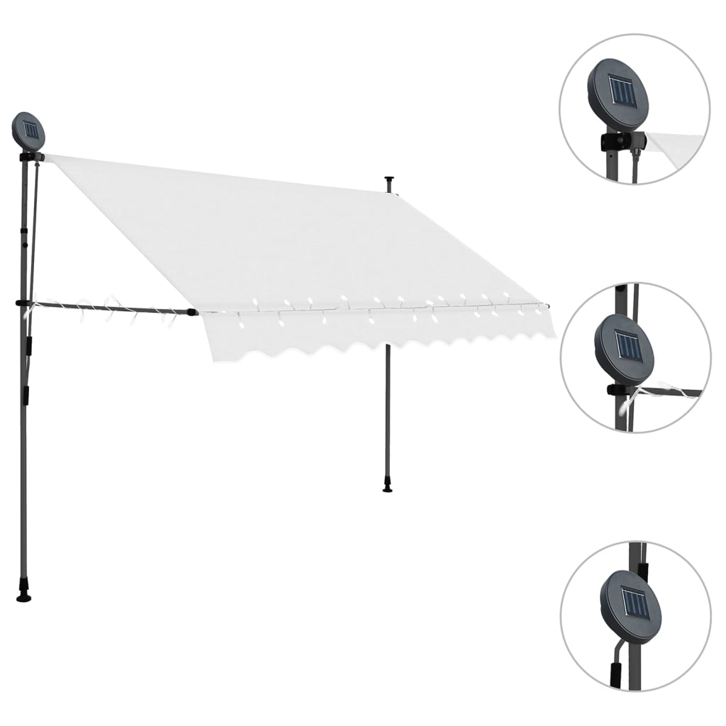 Manual retractable awning with LED 300 cm Cream