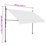 Manual retractable awning with LED 300 cm Cream