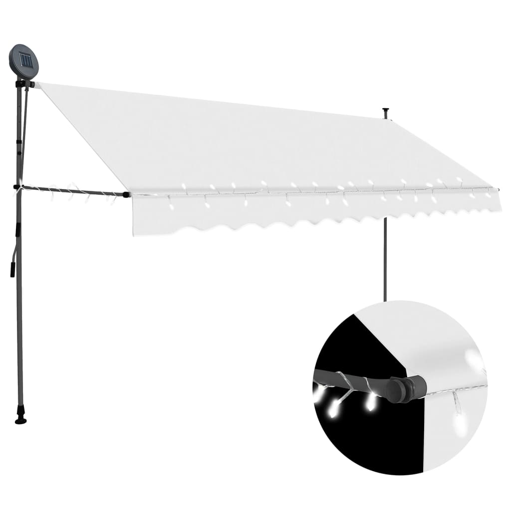 Manual retractable awning with LED 350 cm Cream