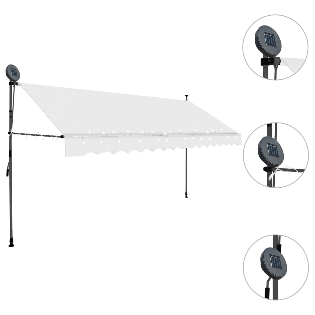 Manual retractable awning with LED 350 cm Cream