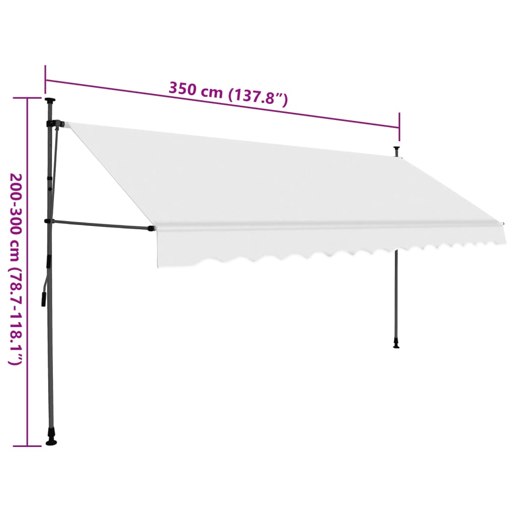 Manual retractable awning with LED 350 cm Cream