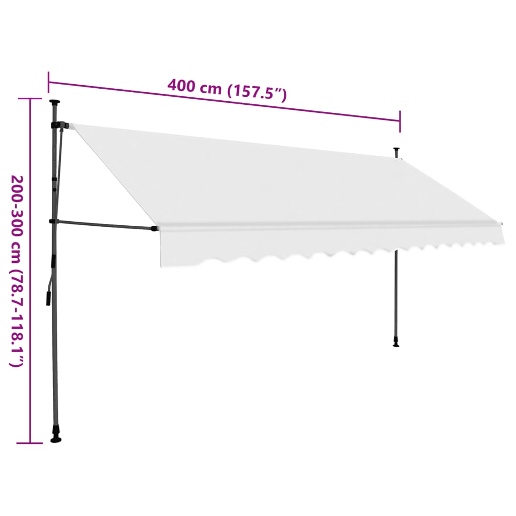 Manuell einziehbare Markise mit LED 400 cm Creme