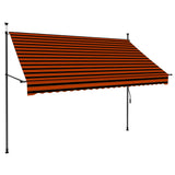 Manual retractable awning with LED 250 cm Orange and brown