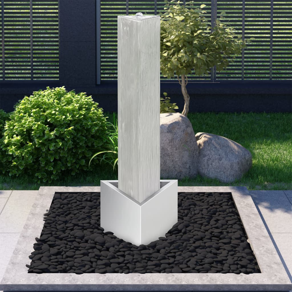 Garden Fountain Silver 37.7x32.6x110 cm Stainless Steel