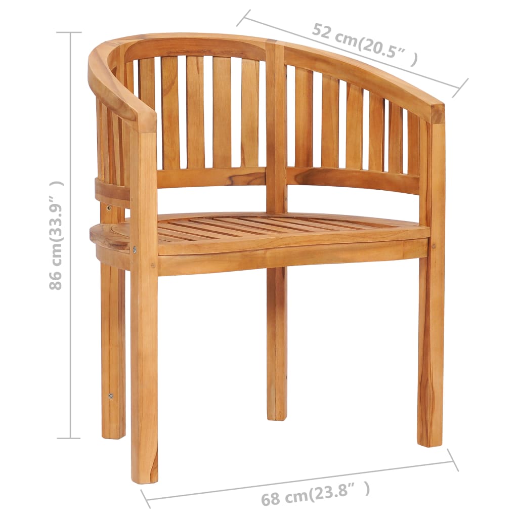 Chaises en forme de banane lot de 2 Bois de teck solide