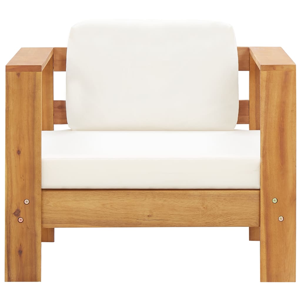 Chaise de jardin avec coussin Crème Bois d'acacia solide