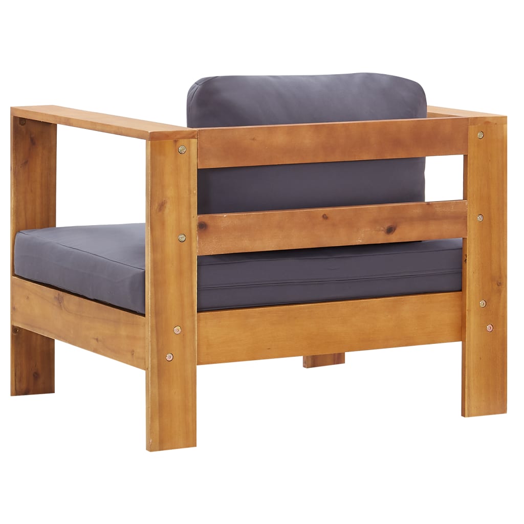 Chaise de jardin avec coussin Gris foncé Bois d'acacia solide