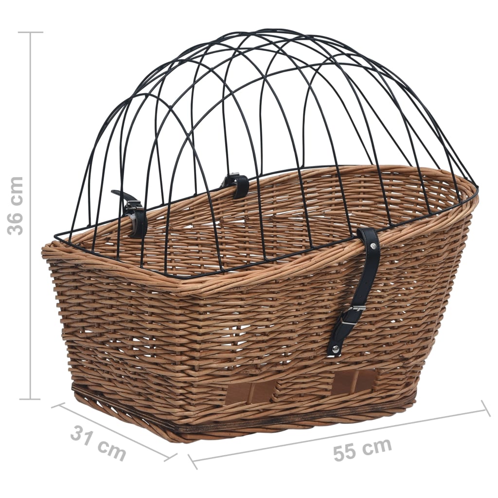 Fahrradkorb hinten mit Deckel 55x31x36 cm Naturweide