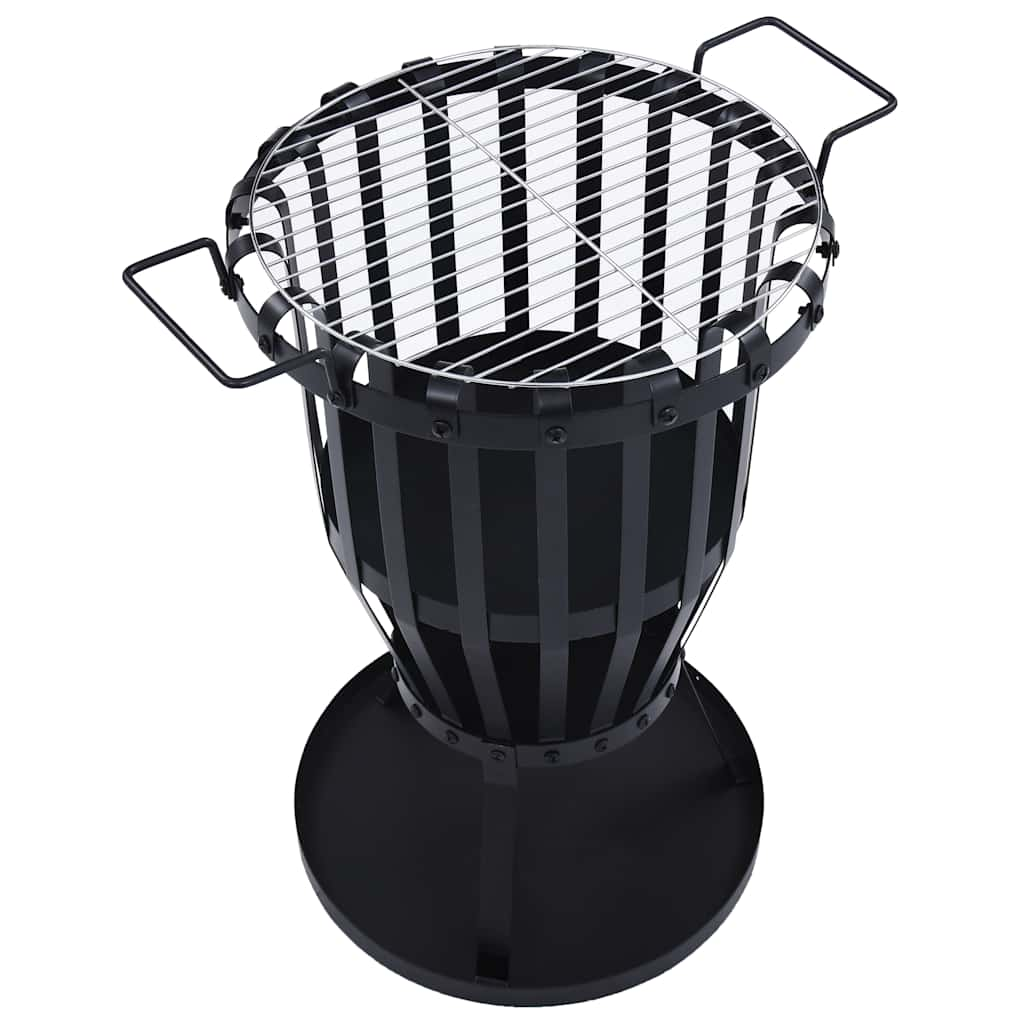 Panier de foyer de jardin avec gril de barbecue Acier 47,5 cm