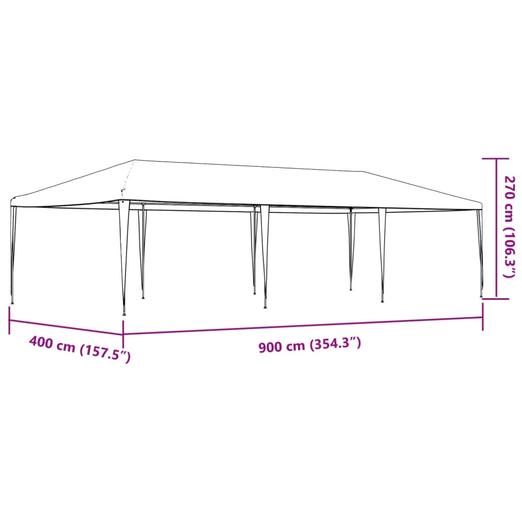 Tente de réception 4 x 9 m Blanc