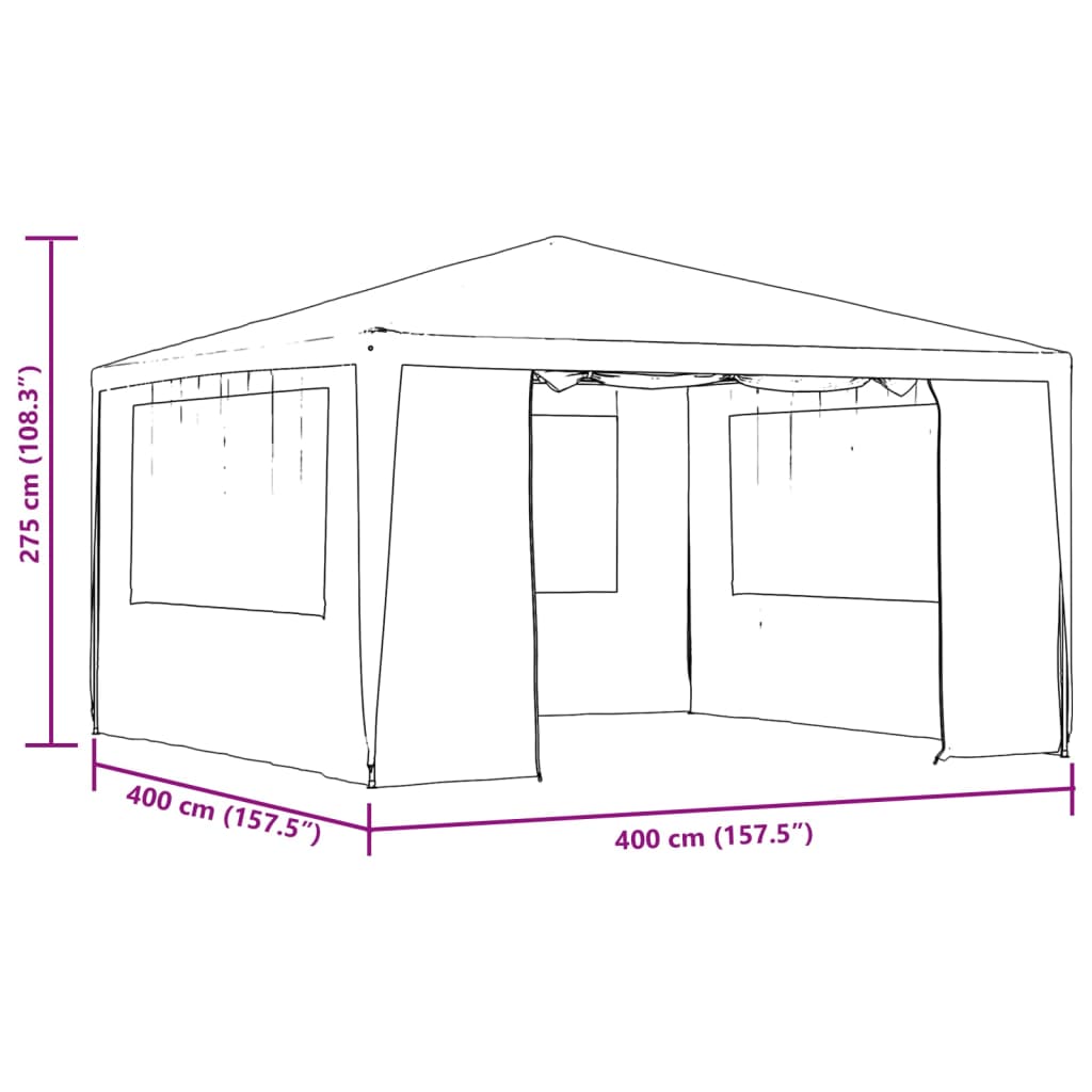 Tente de réception avec parois latérales 4x4 m Blanc 90 g/m²