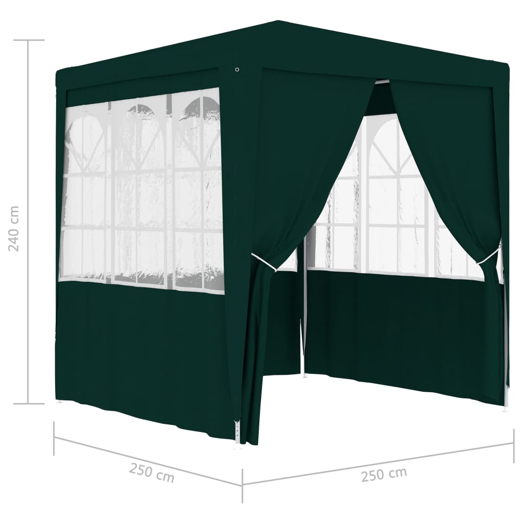 Tente de réception avec parois latérales 2,5x2,5 m Vert 90 g/m²